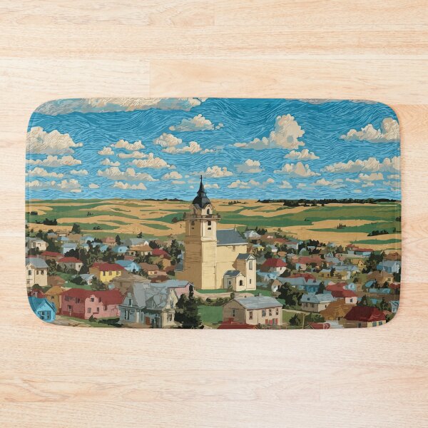 Item preview, Canora Saskatchewan | Townscape & Blue Sky Art Print designed and sold by TuncGK.