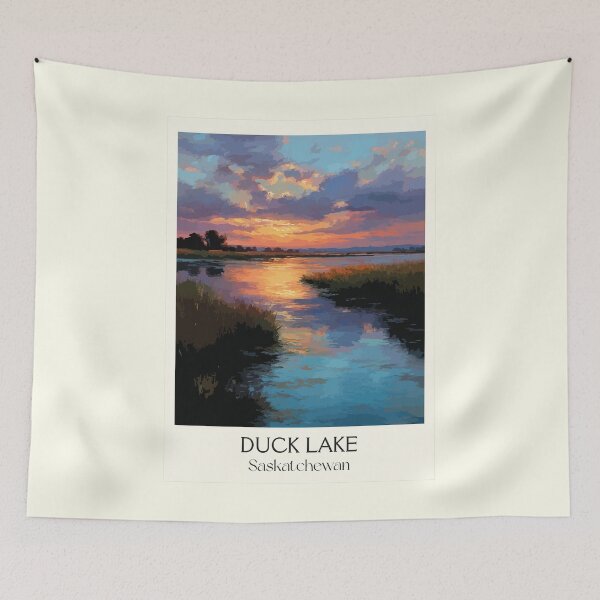 Item preview, Duck Lake Saskatchewan | Wetlands Sunset & Reeds Art Print designed and sold by TuncGK.