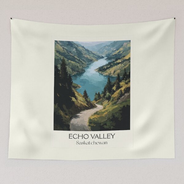 Item preview, Echo Valley Provincial Park | River & Hills Landscape Art Print designed and sold by TuncGK.