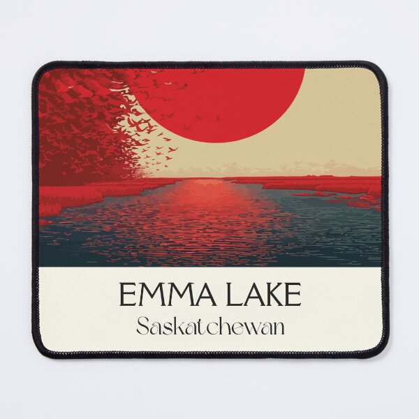 Item preview, Emma Lake Saskatchewan | Red Sun & Flying Birds Art Print designed and sold by TuncGK.
