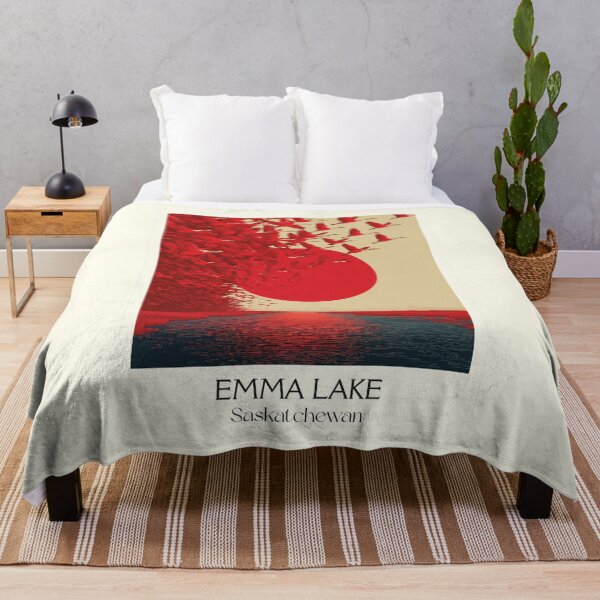 Item preview, Emma Lake Saskatchewan | Red Sun & Flying Birds Art Print designed and sold by TuncGK.