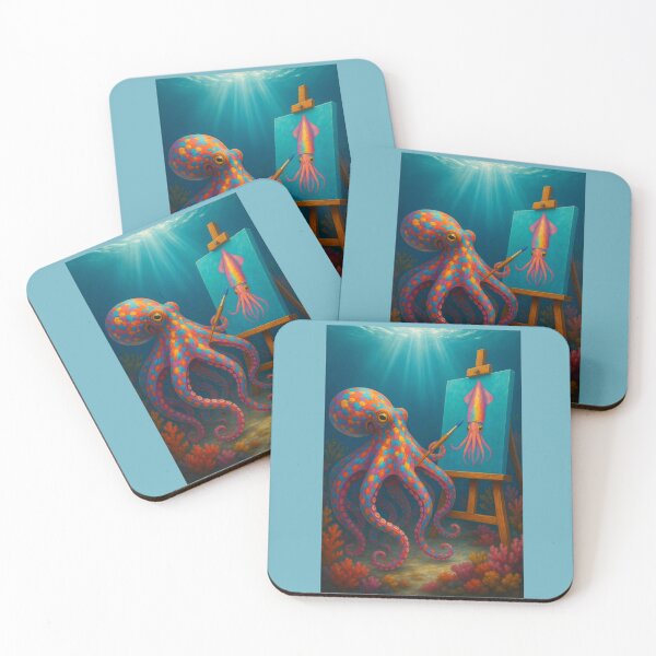 Item preview, Octopus Artist Paints Squid designed and sold by Tridentulus.