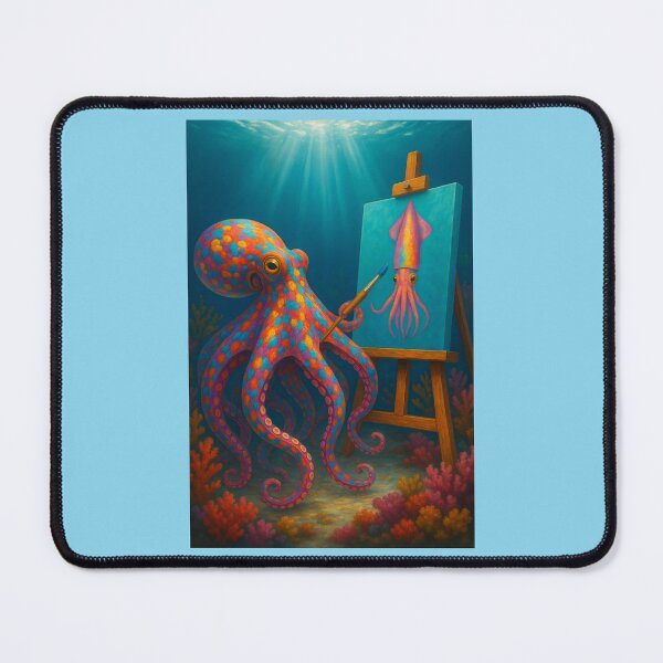 Item preview, Octopus Artist Paints Squid designed and sold by Tridentulus.