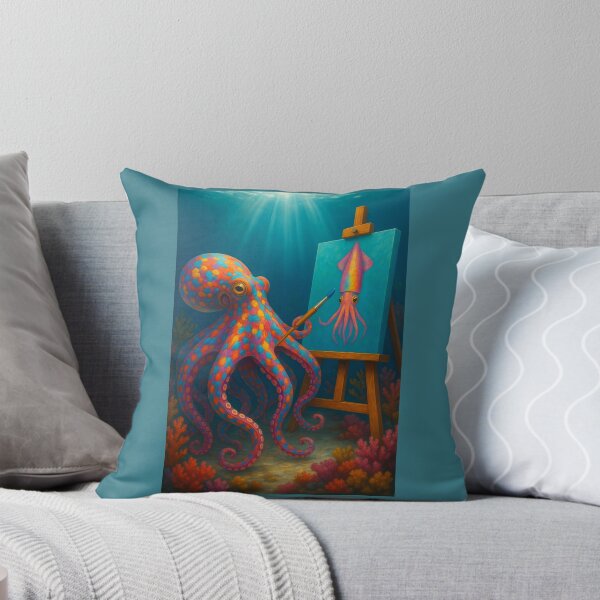 Item preview, Octopus Artist Paints Squid designed and sold by Tridentulus.