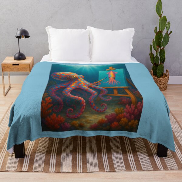 Item preview, Octopus Artist Paints Squid designed and sold by Tridentulus.