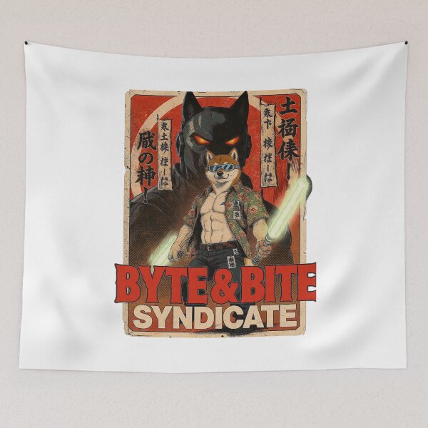 Item preview, Byte & Bite Syndicate - Retro Yakuza Shiba Inu Cyberpunk Dog Shirt designed and sold by ZyricZyric.