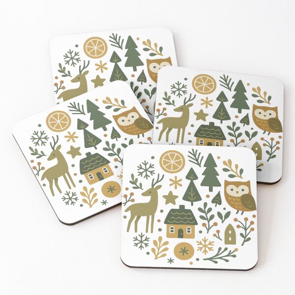 Item preview, Scandi Christmas Forest – Reindeer, Owl & Winter Cottage | Nordic Holiday Design designed and sold by PrintedWithSoul.