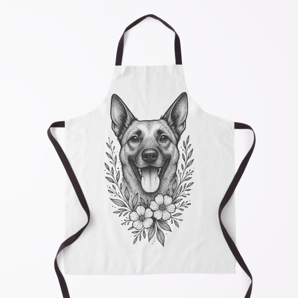 Artikelvorschau, Ein wunderschöner kleiner Hund mit einem floralen Arrangement im Blackwork-Stil entworfen und verkauft von Lustrico.