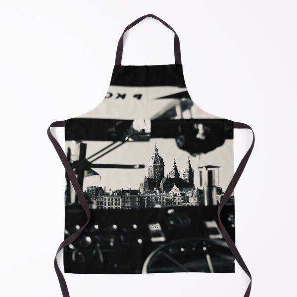 Item preview, View of St. Nicholas Basilica from a boat – Black and white Amsterdam / Swiss Artwork Photography designed and sold by Raphael Wolf.