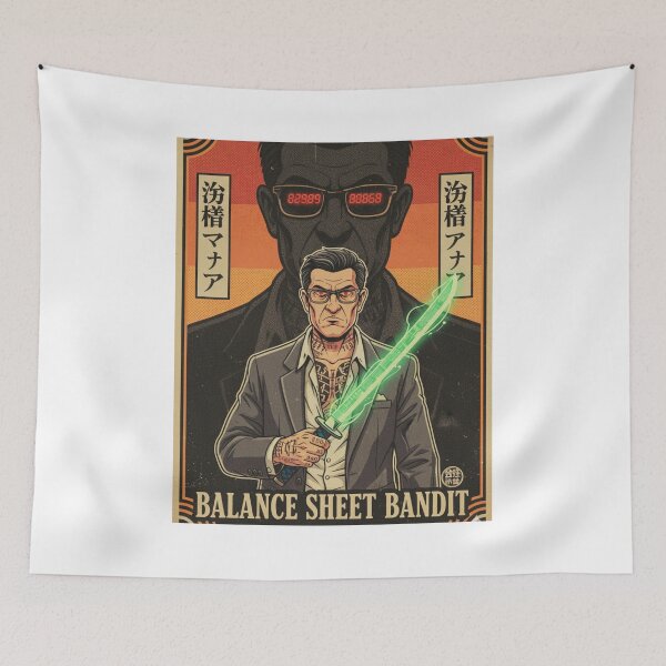 Item preview, Balance Sheet Bandit Poster – Retro Finance Warrior Art with Neon Samurai Aesthetic designed and sold by ZyricZyric.