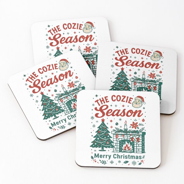 Artikelvorschau, The Cozie Season Weihnachtsmotiv – Kamin & Tannenbaum Merry Christmas Vintage Design entworfen und verkauft von PrintedWithSoul.