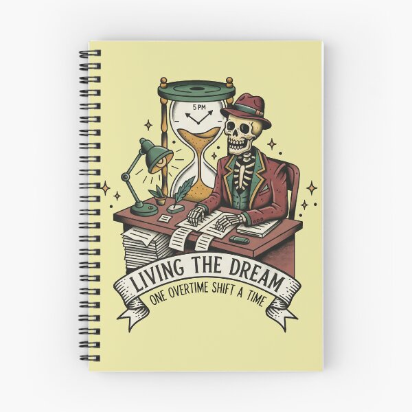 Item preview, LIVING THE DREAM: Overtime Skeleton - Funny Office Work Humor. designed and sold by jheinart.