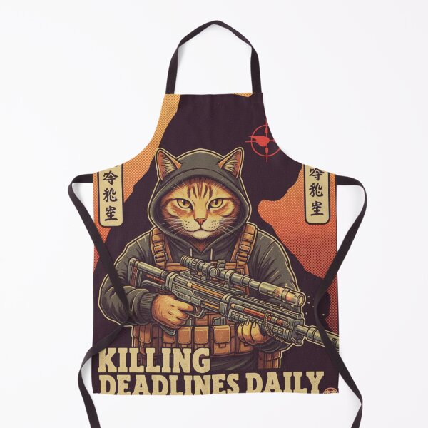 Item preview, “Killing Deadlines Daily – Retro Assassin Cat Poster for Hustlers & Creatives” designed and sold by ZyricZyric.