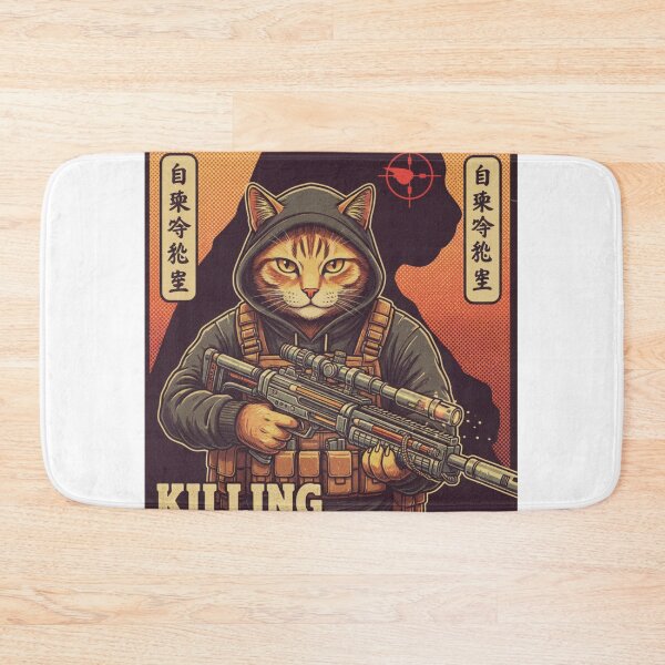 Item preview, “Killing Deadlines Daily – Retro Assassin Cat Poster for Hustlers & Creatives” designed and sold by ZyricZyric.