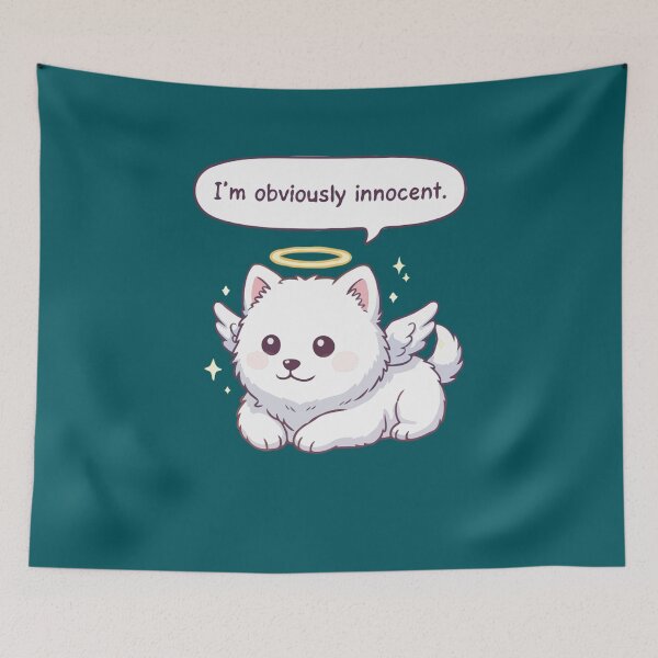 Item preview, Cute Dog Lying Challenge –  Samoyed Angel Dog “I’m Obviously Innocent” Funny Dog Challenge designed and sold by The Real Life Symphony.