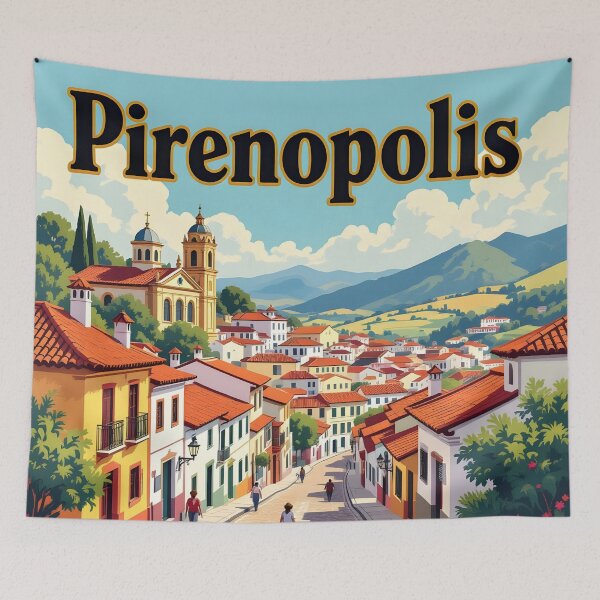 Item preview, Pirenópolis, Brazil: Vintage-Style Painterly Travel Poster designed and sold by LSVart.