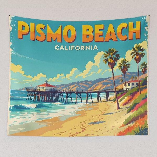 Item preview, Pismo Beach, California: Vintage-Style Painterly Travel Poster designed and sold by LSVart.