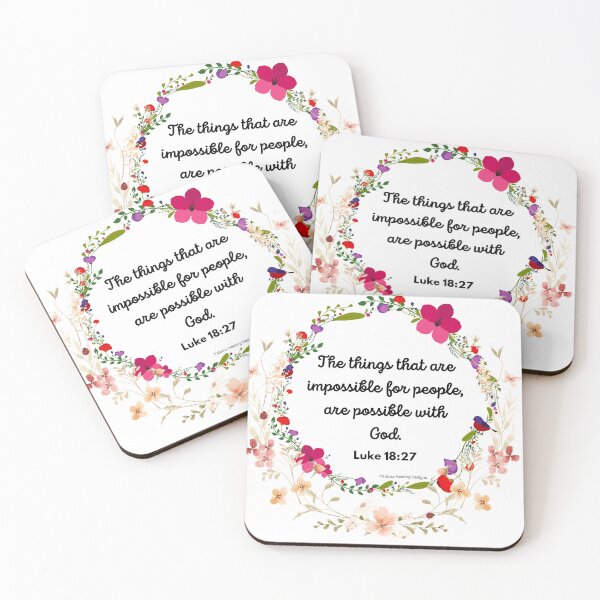 Item preview, Luke 18:27 verse in flower wreath designed and sold by PalomaHealing24.