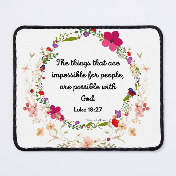 Item preview, Luke 18:27 verse in flower wreath designed and sold by PalomaHealing24.