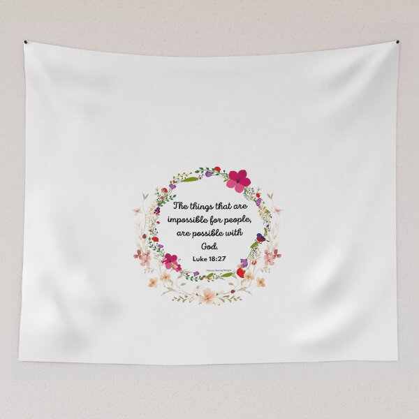 Item preview, Luke 18:27 verse in flower wreath designed and sold by PalomaHealing24.