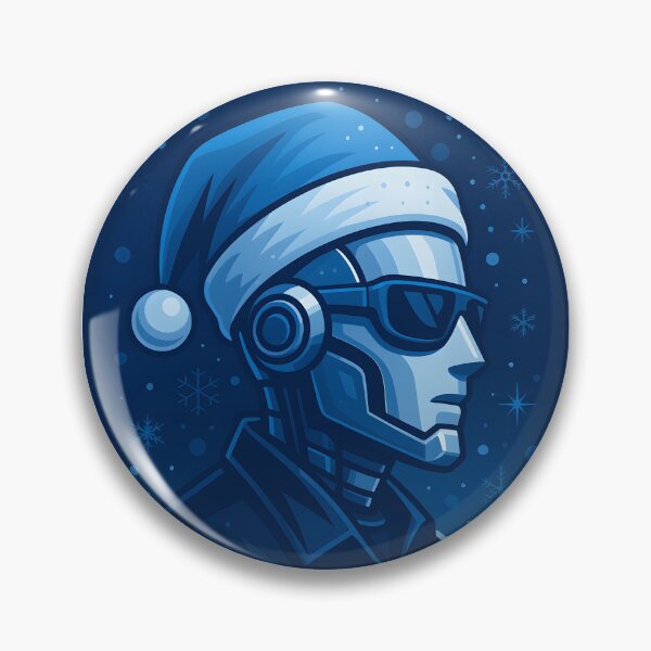 Item preview, Futuristic Blue Santa AI Robot Portrait designed and sold by DigiHub Linker.