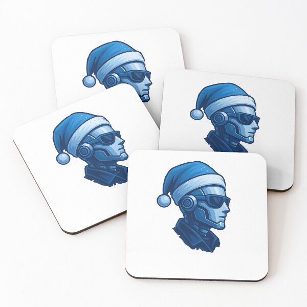 Item preview, Futuristic Blue Santa AI Robot Portrait designed and sold by DigiHub Linker.