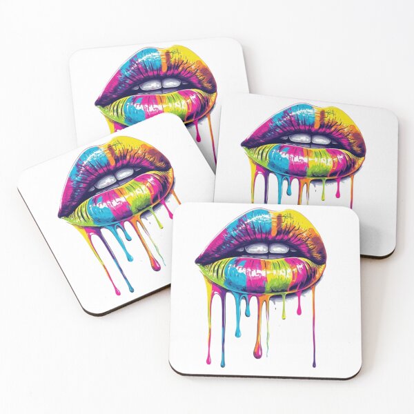 Item preview, Melting Rainbow Lips | Creative Dripping Paint Art | Colorful Fashion Statement designed and sold by Ditstyle.