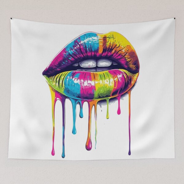 Item preview, Melting Rainbow Lips | Creative Dripping Paint Art | Colorful Fashion Statement designed and sold by Ditstyle.