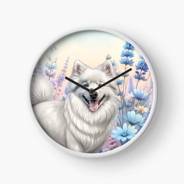 Item preview, American Eskimo Dog with Blue Botanicals designed and sold by SalonOfArt.