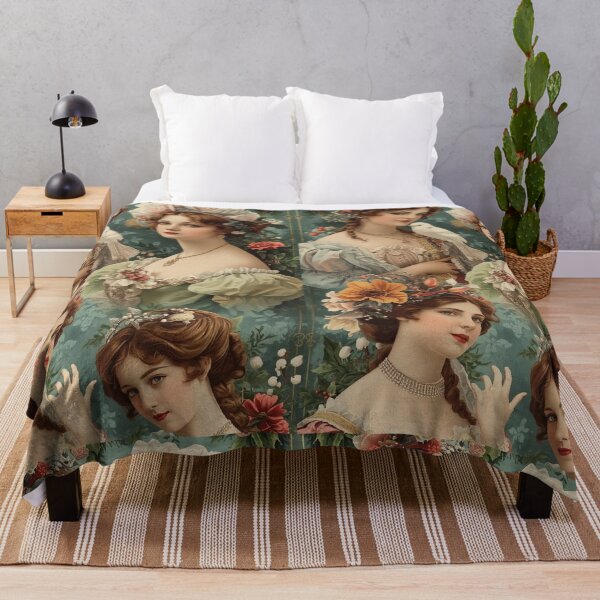 Item preview, Victorian Ladies with Flowers and Bird - Romantic Vintage Portrait Art designed and sold by freackly.
