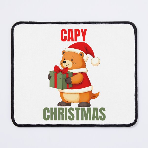 Item preview, Capy Christmas Cute Capybara in Santa Hat designed and sold by FurrFunPrints.