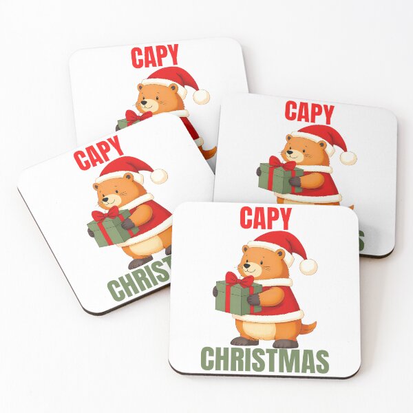 Item preview, Capy Christmas Cute Capybara in Santa Hat designed and sold by FurrFunPrints.