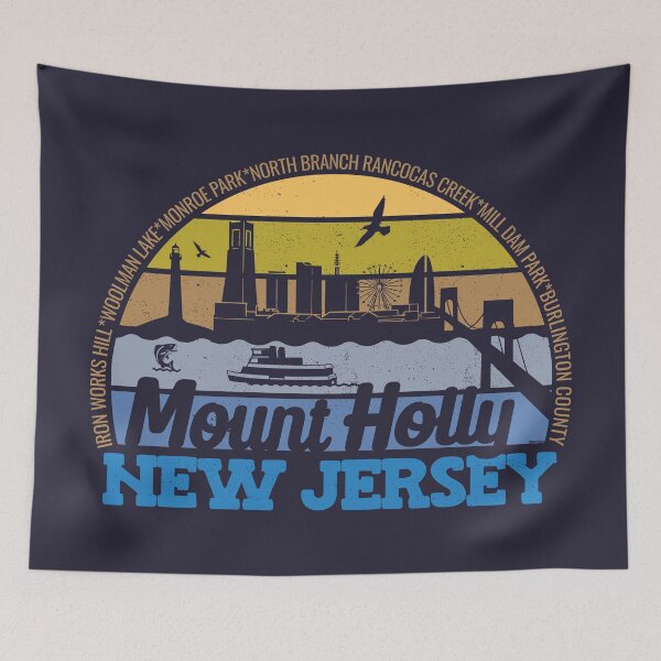 Item preview, Mount Holly New Jersey Sunset Retro Vintage Local Pride Logo designed and sold by CRHPOD20.