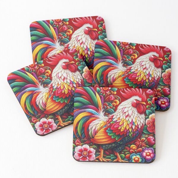 Item preview, Vibrant Rooster Amid Colorful Blooms designed and sold by purplesensation.