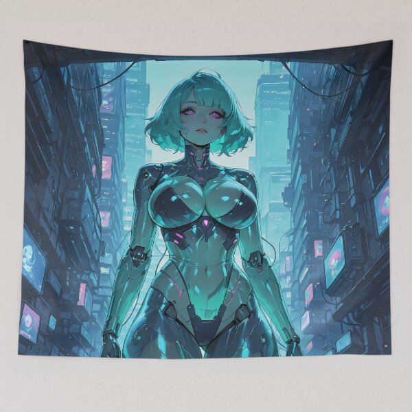 Item preview, Cyberpunk armored waifu pinup thick cyborg beauty designed and sold by BorgSpareParts.