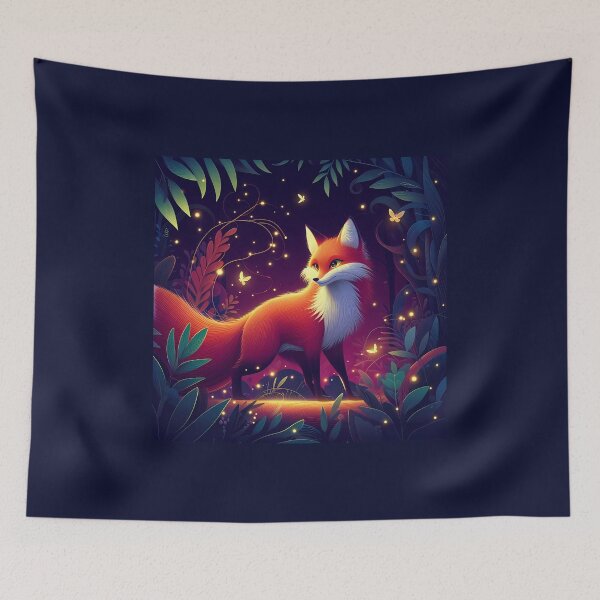 Item preview, Whimsical Fox Forest Fireflies  designed and sold by AlyssMirinArt-.