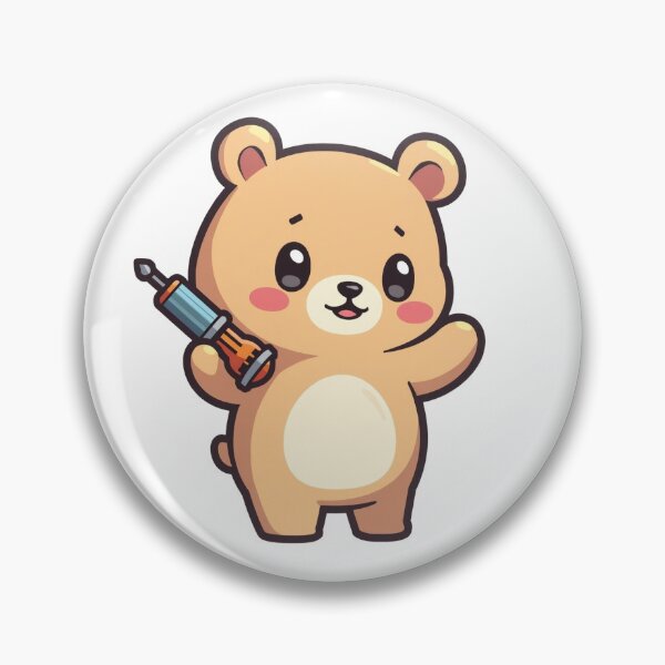 Item preview, Kawaii Chibi Bear Mechanic with Screwdriver – Cute DIY Tool Sticker designed and sold by LindaHorny.