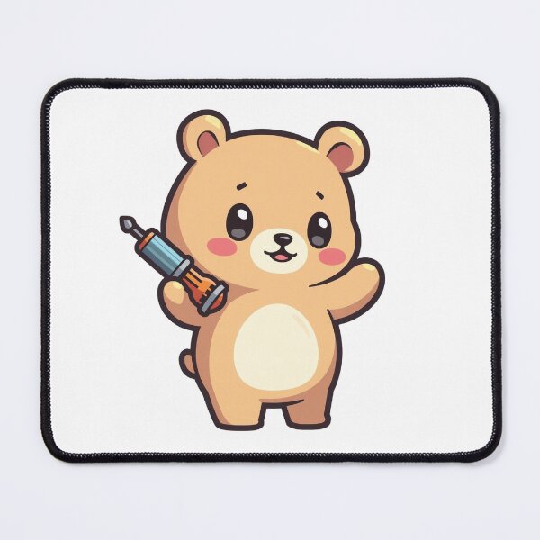 Item preview, Kawaii Chibi Bear Mechanic with Screwdriver – Cute DIY Tool Sticker designed and sold by LindaHorny.