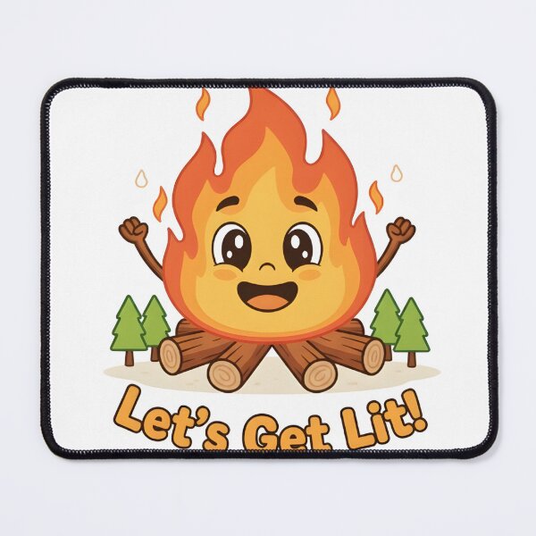 Item preview, Cute Camping Fire “Let’s Get Lit!” — Funny Campfire Sticker designed and sold by smailait.