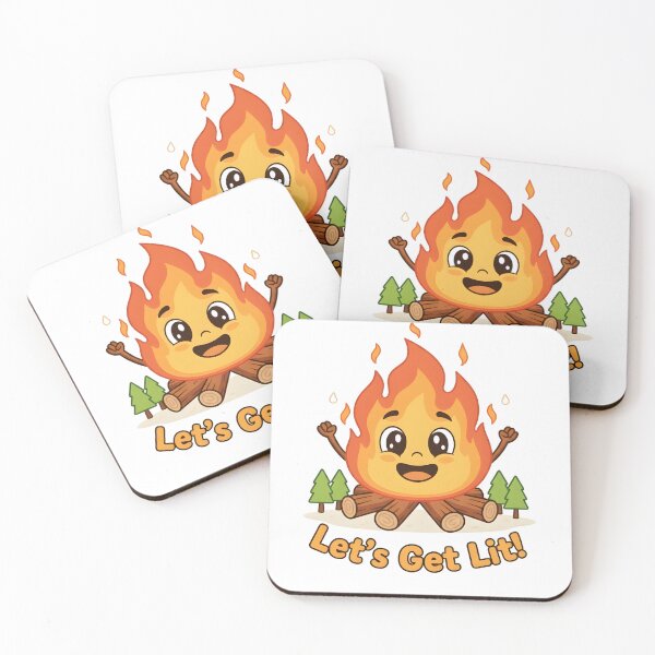 Item preview, Cute Camping Fire “Let’s Get Lit!” — Funny Campfire Sticker designed and sold by smailait.
