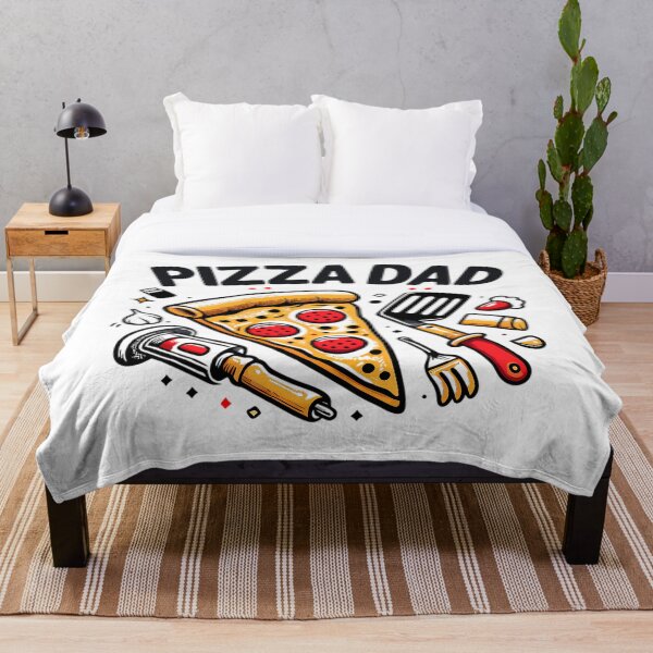 Aperçu de l'œuvre T-shirt Pizza Dad avec ustensiles de cuisine au design rétro créée et vendue par DrawDrip.