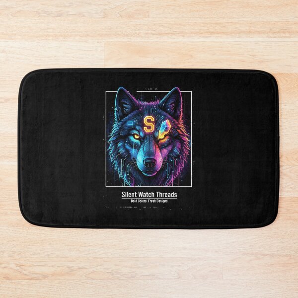 Item preview, Cyber Wolf Digital Neon Portrait designed and sold by Silent Watch Threads..