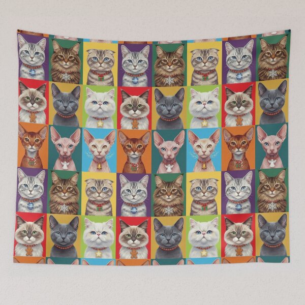 Item preview, Pop Art Christmas Animals – Festive Holiday Cats designed and sold by digitalbitcraft.