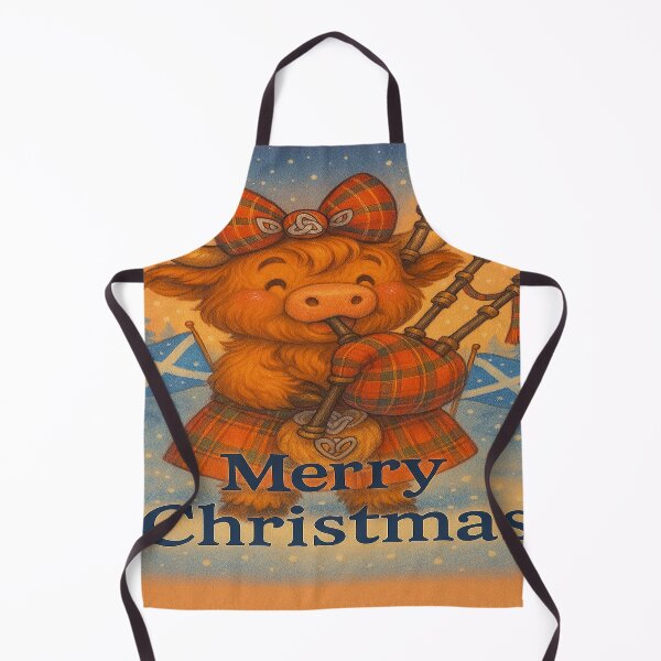 Item preview, Festive Highland Cow Playing Bagpipes – Scottish Christmas Tartan Illustration | Nollaig Chridheil Coorie Coo designed and sold by MacksMerch.