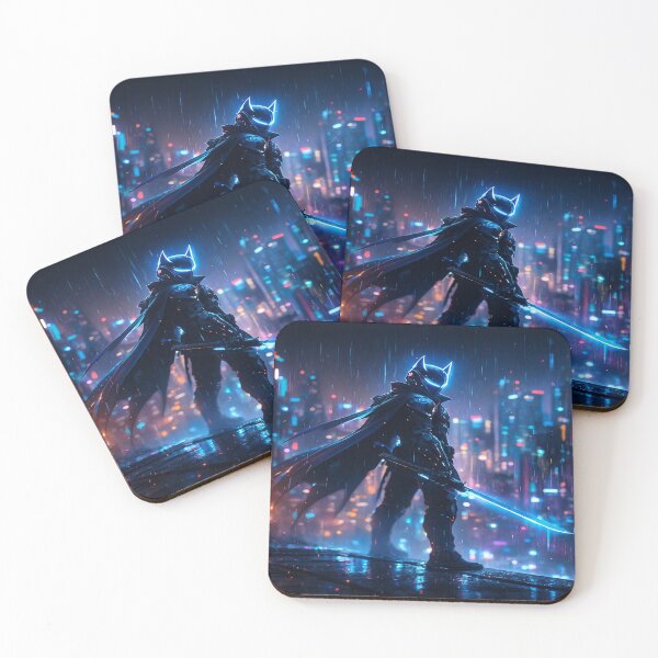 Item preview, Cyberpunk Night Vigilante – Neon Samurai Hero in Futuristic Cityscape designed and sold by FernandsOficial.