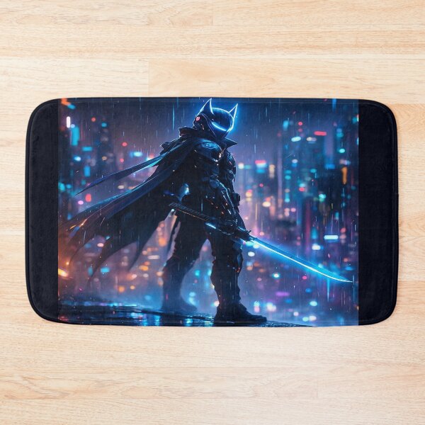 Item preview, Cyberpunk Night Vigilante – Neon Samurai Hero in Futuristic Cityscape designed and sold by FernandsOficial.