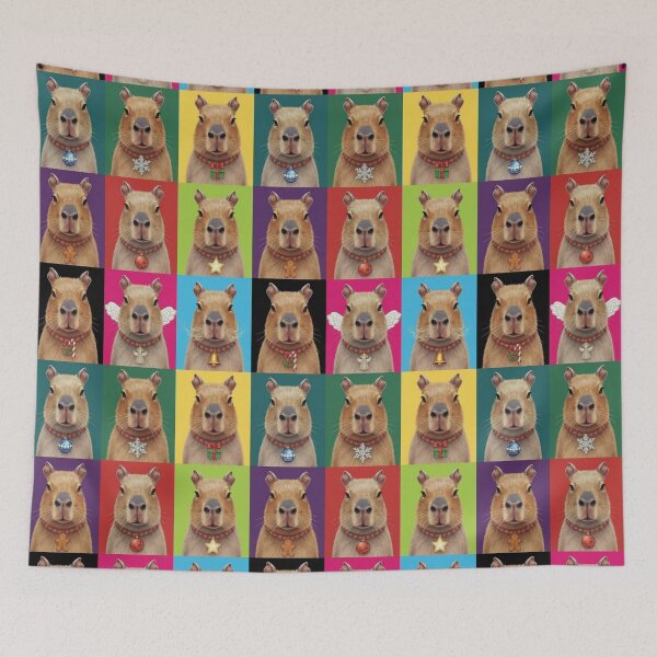 Item preview, Pop Art Christmas Animals – Festive Holiday Capybaras designed and sold by digitalbitcraft.