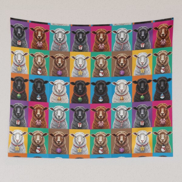 Item preview, Pop Art Christmas Animals – Festive Holiday Sheeps designed and sold by digitalbitcraft.