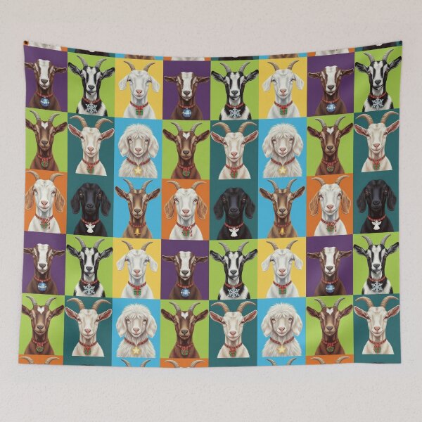 Item preview, Pop Art Christmas Animals – Festive Holiday Goats designed and sold by digitalbitcraft.