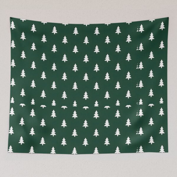 Item preview, White Christmas Trees on Dark Green designed and sold by SassyArtistry.